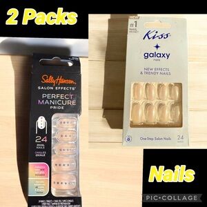 2 Packs ! Sally Hansen Pride press-on nails ~ & Kiss Galaxy Press on Nails ~